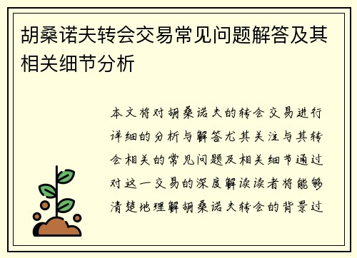 胡桑诺夫转会交易常见问题解答及其相关细节分析