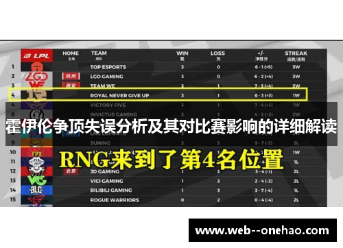 霍伊伦争顶失误分析及其对比赛影响的详细解读